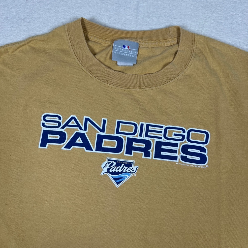 Y2K‎ San Diego Padres Sand Shirt Mens Size L 22.5x28 MLB Tan Retro Logo
